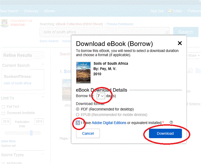 Download eBook window